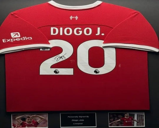 Diogo Jota Liverpool 22/23 framed home shirt