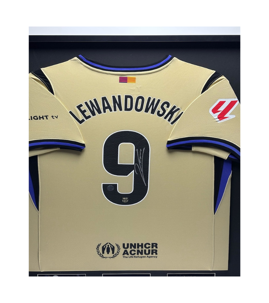 Robert Lewandowski FC Barcelona 25/26 framed from shirt frame home shirt 