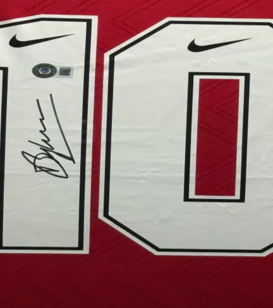 Dennis Bergkamp Arsenal 96/98 framed home shirt