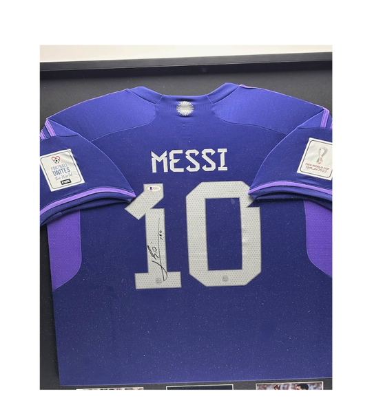 Lionel Messi Argentina 22/23 framed away shirt 