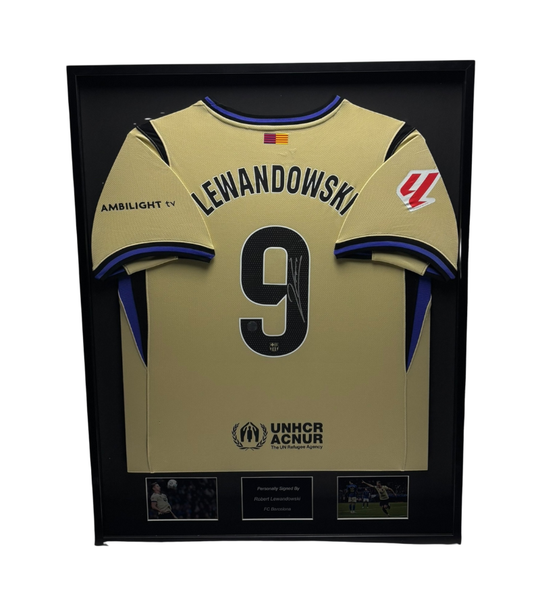 Robert Lewandowski FC Barcelona 25/26 framed from shirt frame home shirt 