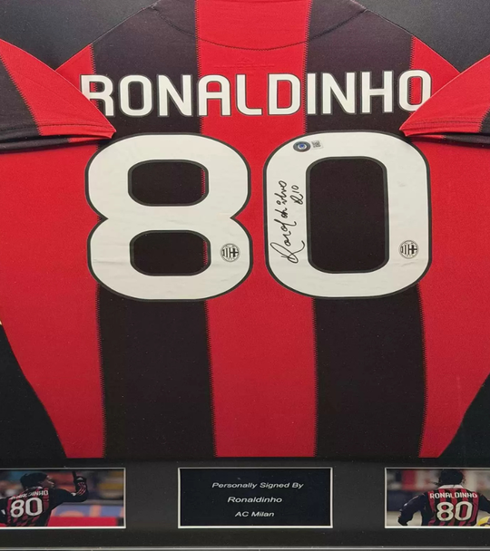 Ronaldinho AC Milan 08/09 framed home shirt 