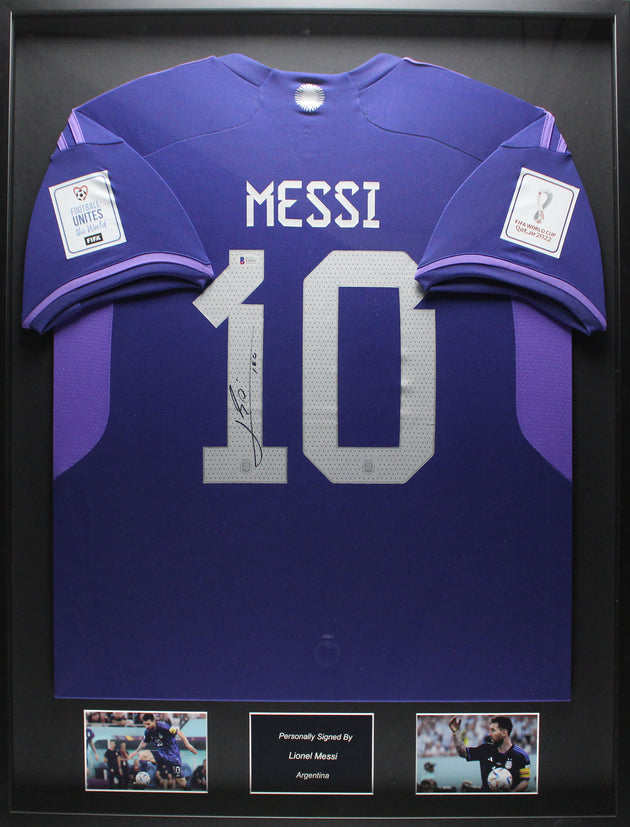 Lionel Messi Argentina 22/23 framed away shirt 