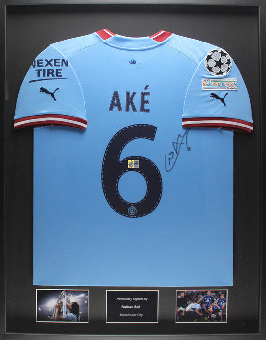 Nathan Ake Manchester City 22/23 framed home shirt