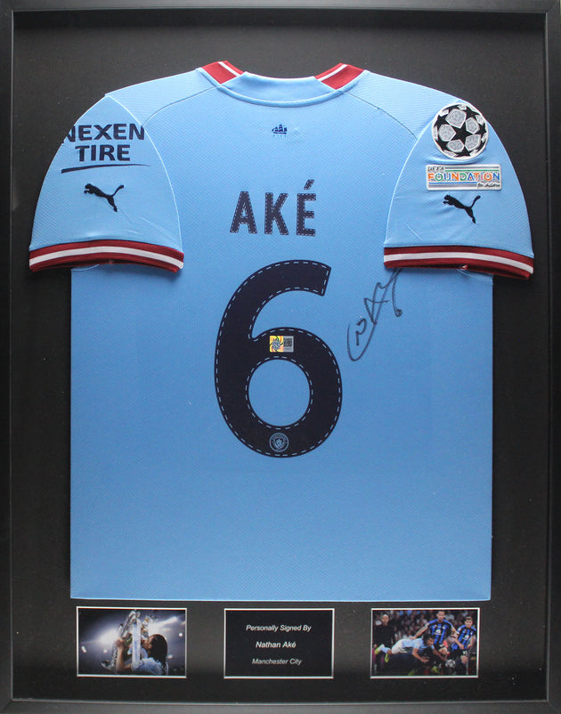 Nathan Ake Manchester City 22/23 framed home shirt