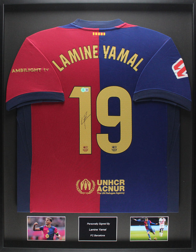 Lamine Yamal FC Barcelona 24/25 framed home shirt