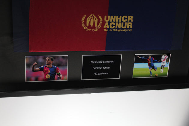 Lamine Yamal FC Barcelona 24/25 framed home shirt