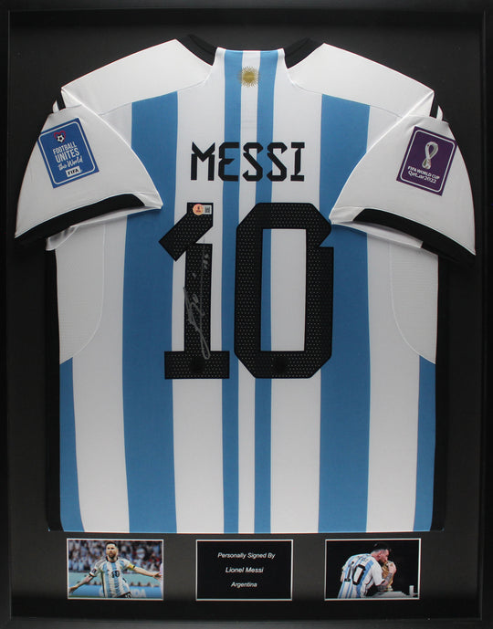 Lionel Messi Argentina 2022 Framed Home Shirt 