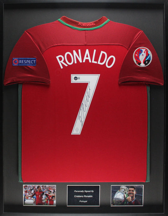 Cristiano Ronaldo Portugal 2016 Framed Home Shirt 