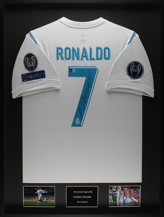 Cristiano Ronaldo Real Madrid 17/18 Framed Home Shirt 