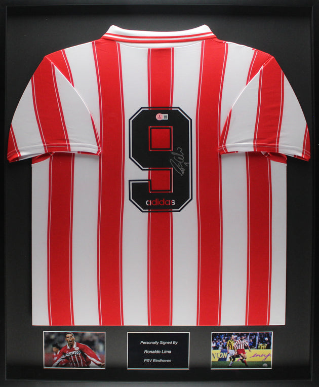 Camiseta local enmarcada de Ronaldo Lima, PSV Eindhoven 95/96