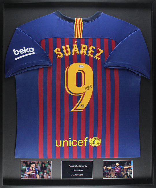 Luis Suarez FC Barcelona 15/16 indrammet hjemmebanetrøje