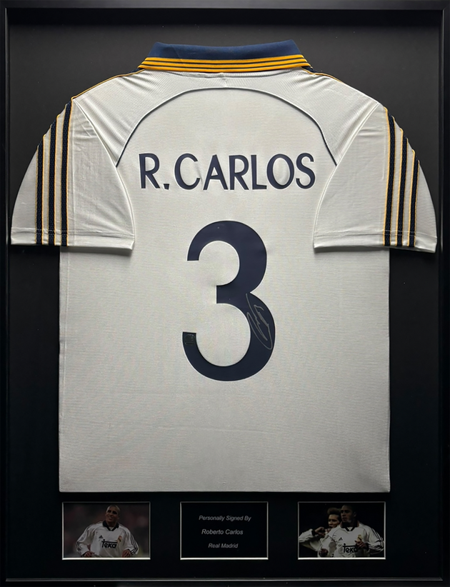 Roberto Carlos Real Madrid 99/00 Framed Home Shirt