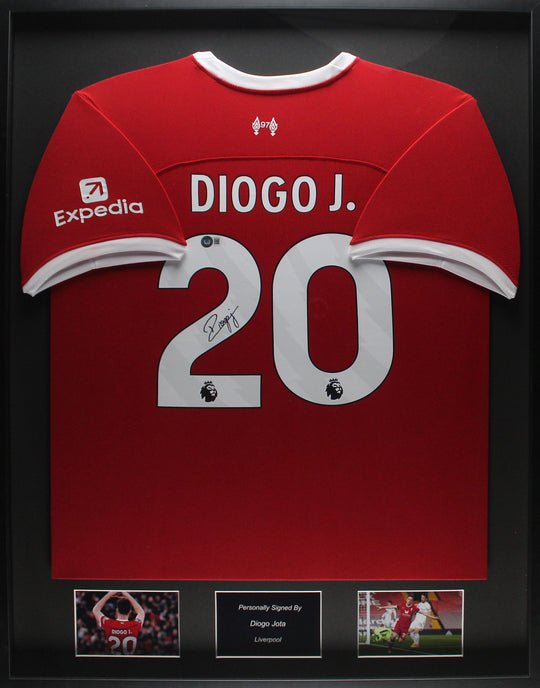 Diogo Jota Liverpool 22/23 framed home shirt