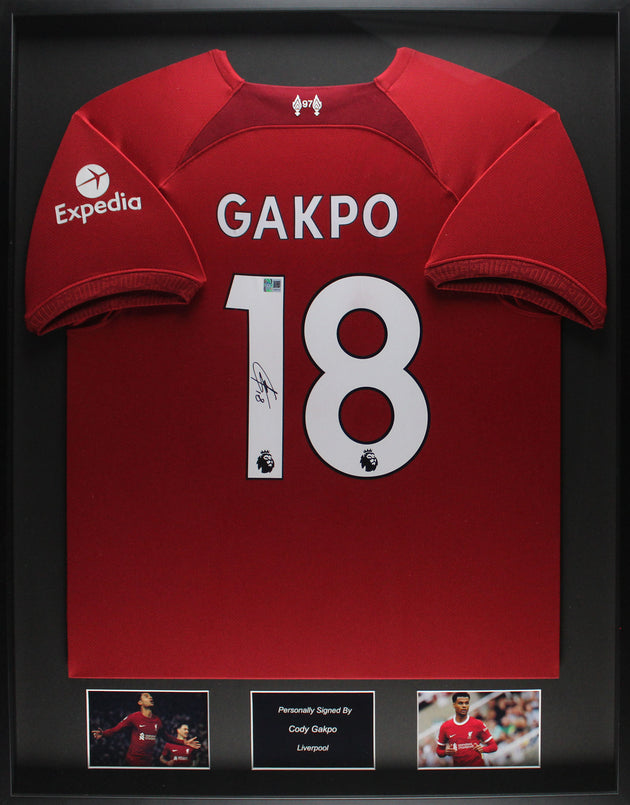 Cody Gakpo Liverpool 22/23 ingelijst thuis shirt