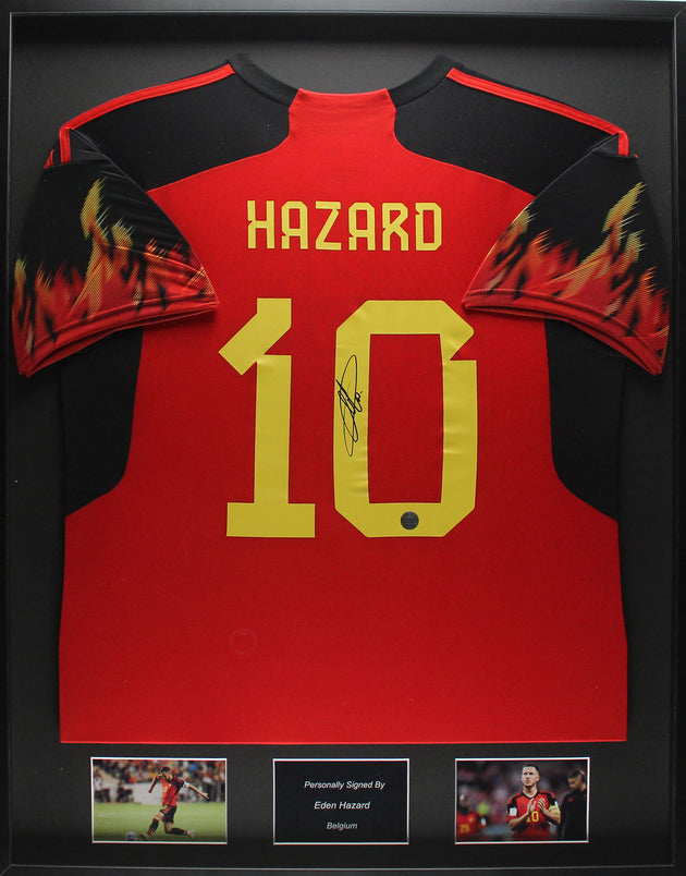 Eden Hazard Belgium 22/23 framed home shirt