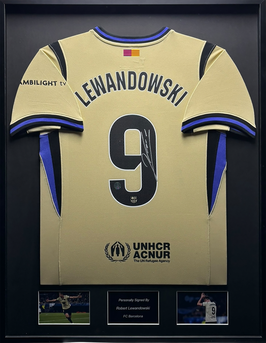Robert Lewandowski FC Barcelona 25/26 framed from shirt frame home shirt 
