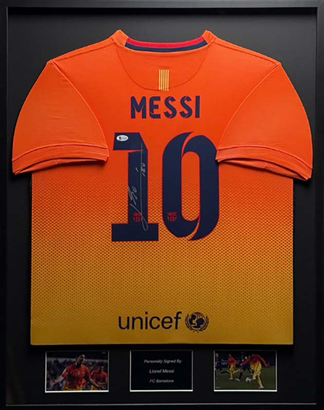 Lionel Messi FC Barcelona 12/13 framed away shirt 