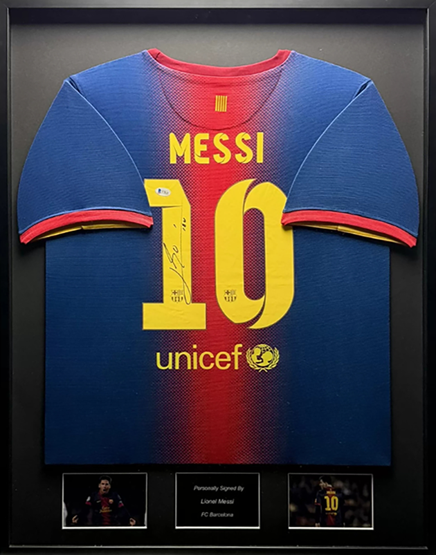 Lionel Messi FC Barcelona 12/13 framed home shirt 