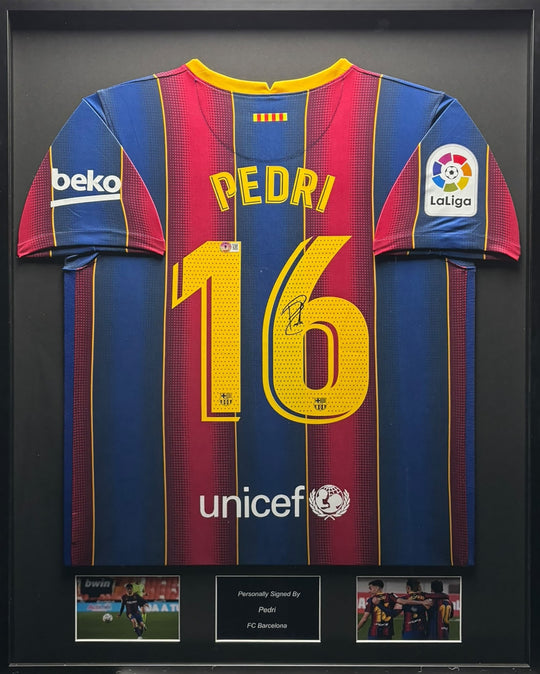 Pedri FC Barcelona 20/21 framed home shirt 