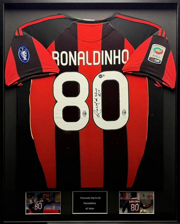 Ronaldinho AC Milan 08/09 framed home shirt 
