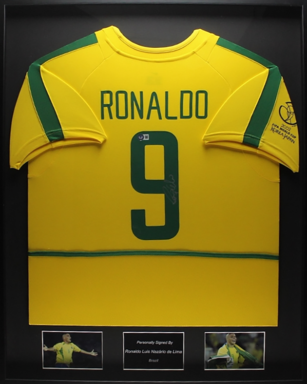 Ronaldo Lima Brazil 2002 Framed Home Shirt 