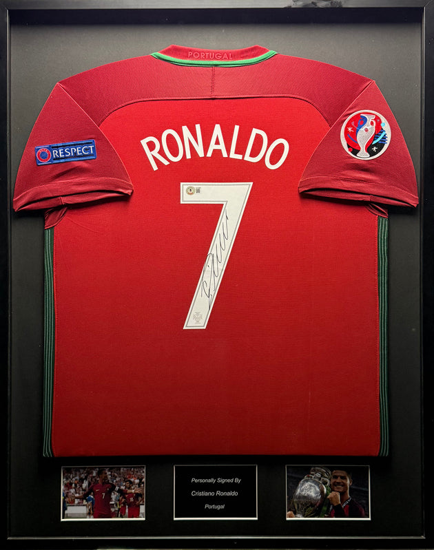 Cristiano Ronaldo Portugal 2016 Framed Home Shirt 