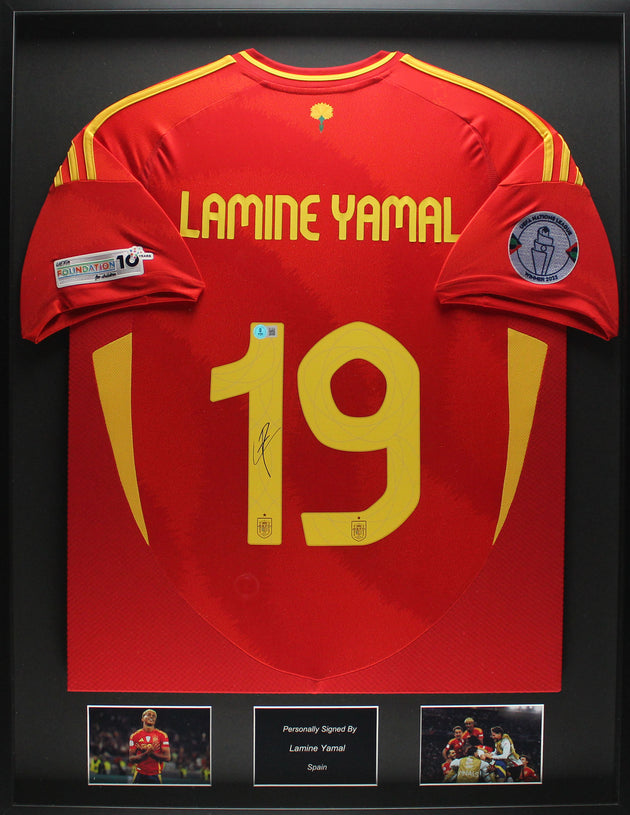 Lamine Yamal Spain 2024 framed home shirt 