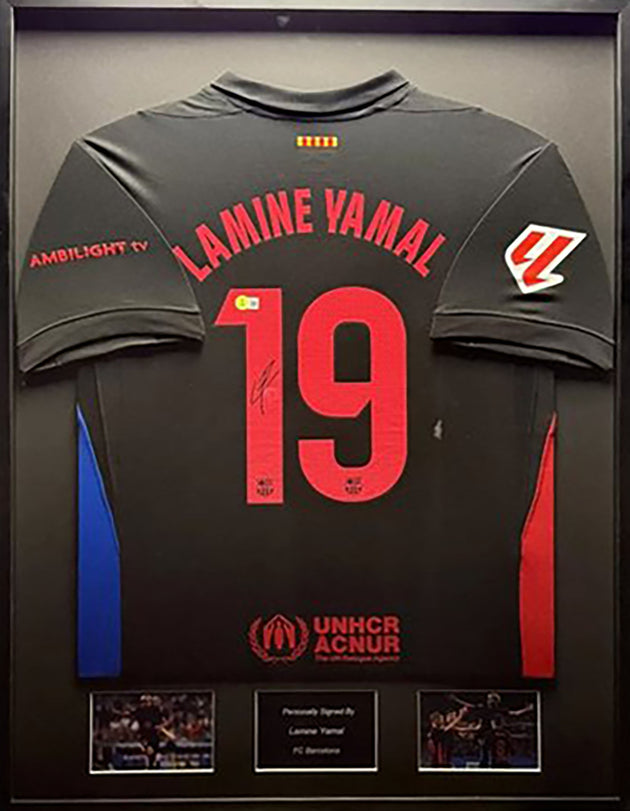 Lamine Yamal FC Barcelona 24/25 framed away shirt